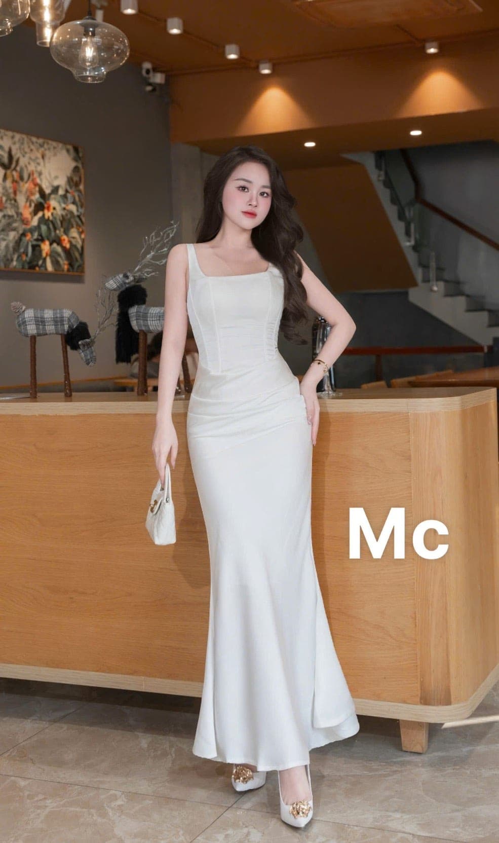 ชุดเดรส ยาว สีขาว สีดำ สีชมพู