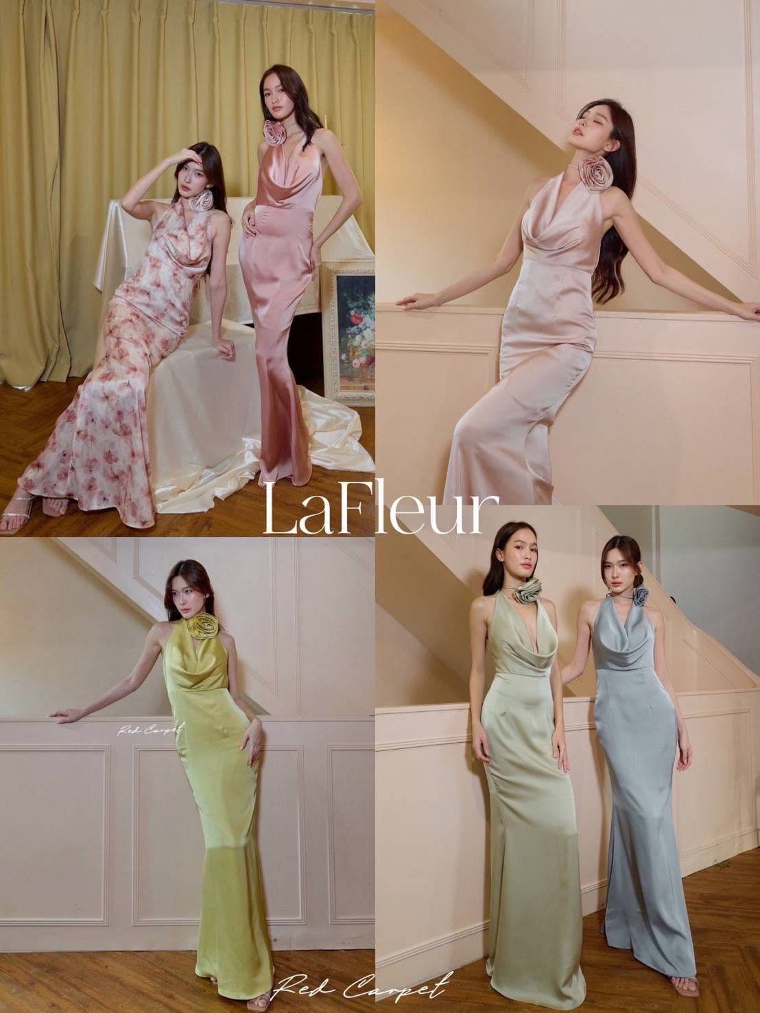 ชุดราตรี เพื่อนเจ้าสาว สีชมพู สีแชมเปญ สีเขียว
