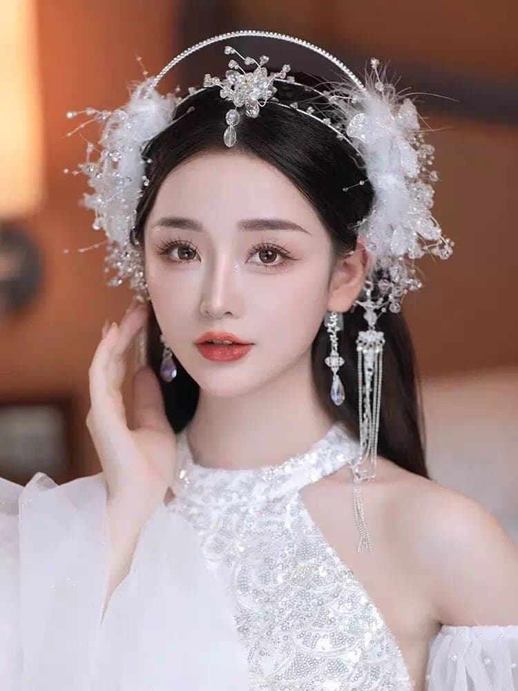 มงกุฎคาดศีรษะ ประดับพู่คริสตัล เครื่องประดับ