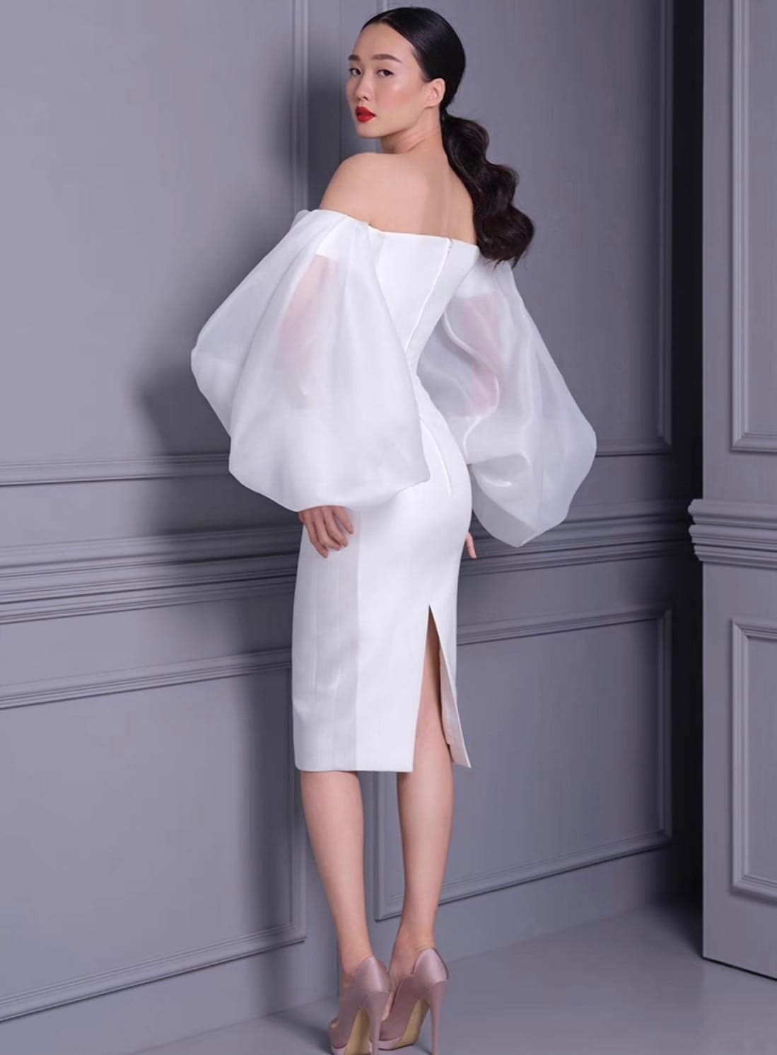 ชุดแต่งงาน ชุดเจ้าสาว สีขาว POEM 1014 Size M-L (38) BKK รูปที่ 3
