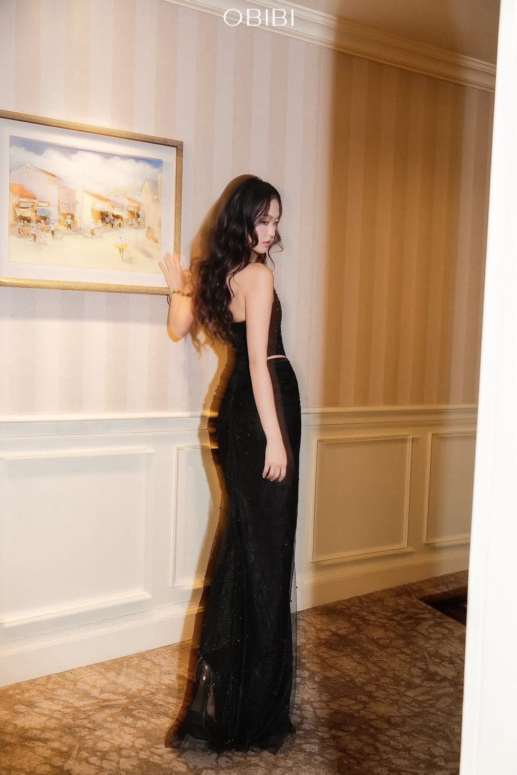 ชุดราตรียาว เกาะอกซีทรู สีดำ   BRAND OBIBI 2260 BKK SIZE S รูปที่ 6