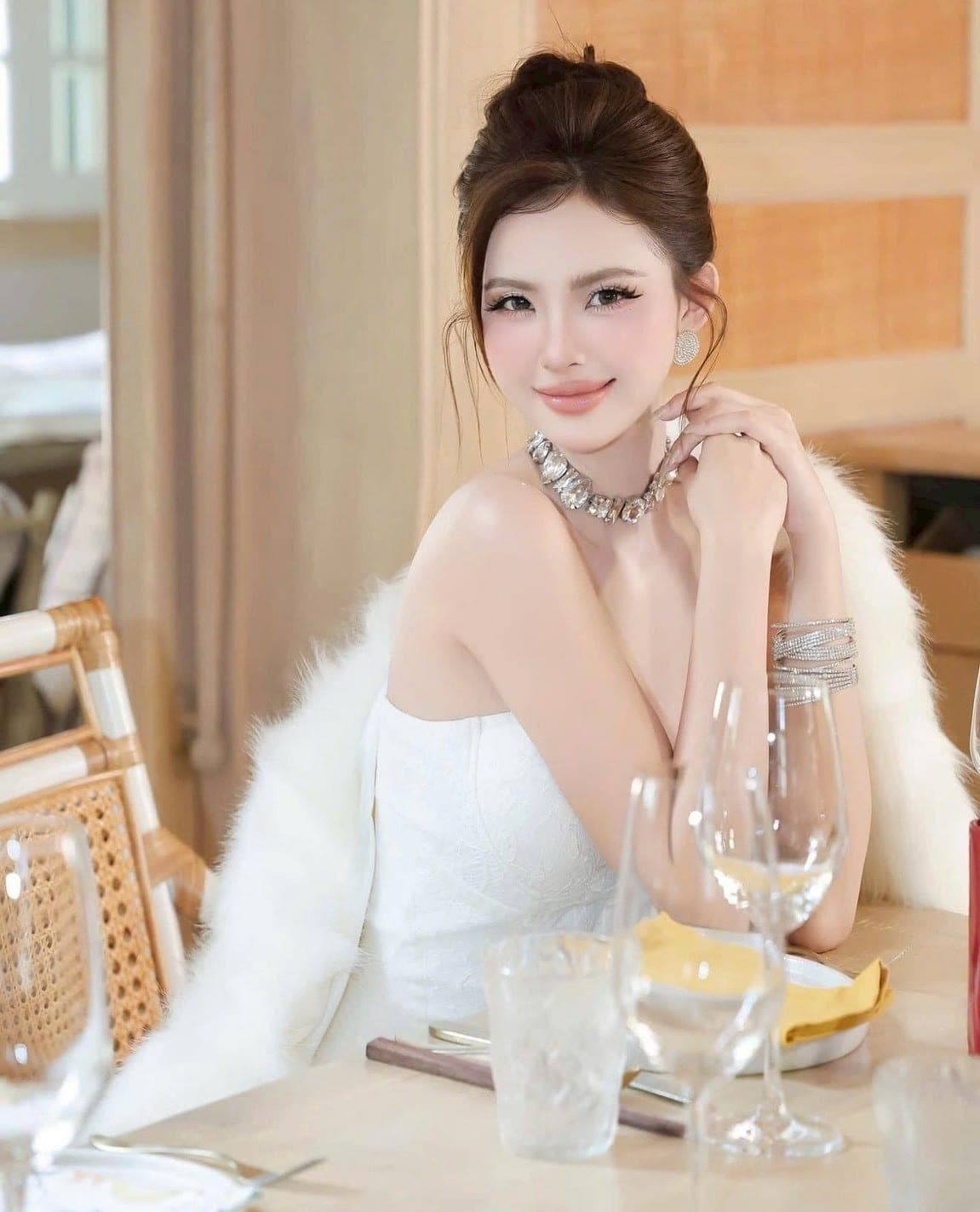 ชุดเซ็ท 2 ชิ้น เกาะอก สีขาว กระโปรงลูกไม้ TRANALI 4023 SIZE M BKK รูปที่ 6