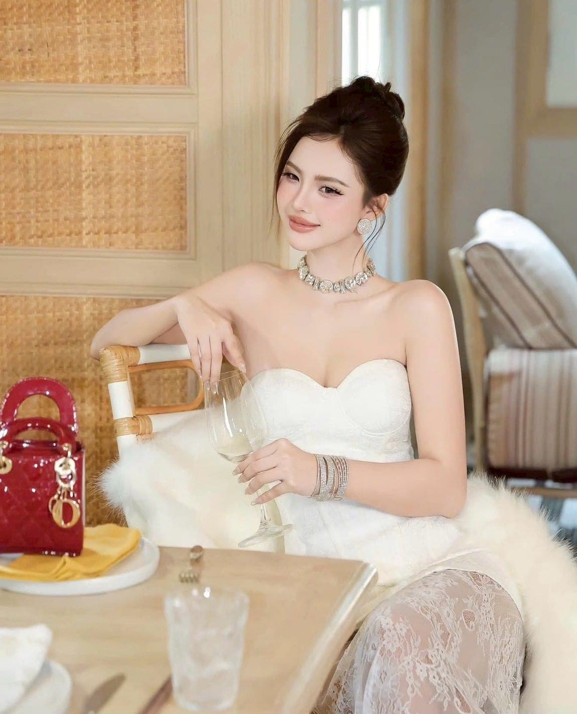 ชุดเซ็ท 2 ชิ้น เกาะอก สีขาว กระโปรงลูกไม้ TRANALI 4023 SIZE M BKK รูปที่ 7