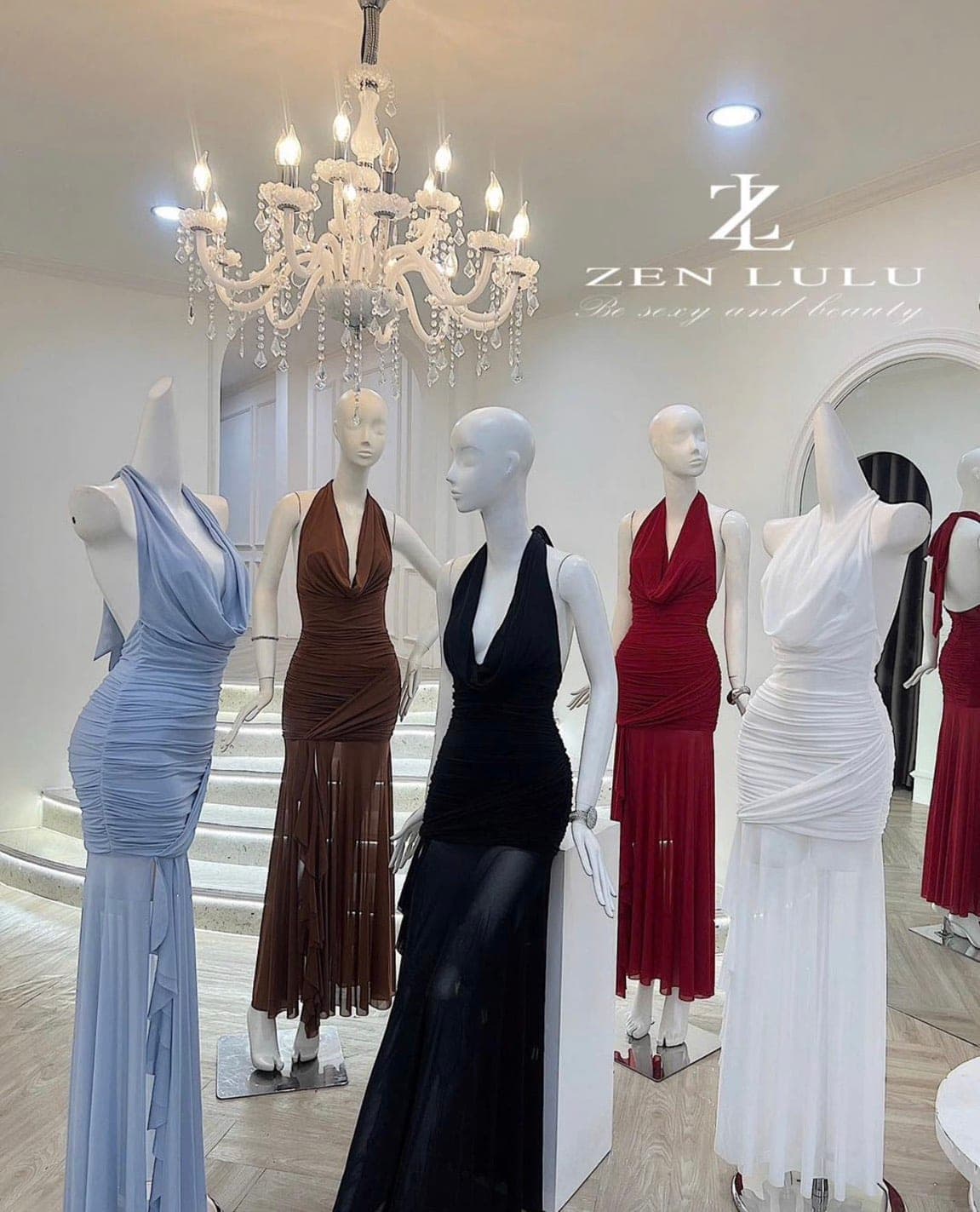 ชุดเดรส-ราตรี คล้องคอ เว้าหลัง สีดำ  ZEN LULU 2226 SIZE S-M BKK รูปที่ 8