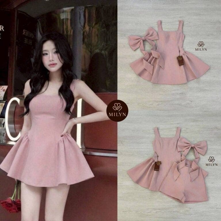 ชุดเซ็ท เสื้อ กางเกง โบว์ สีชมพู 4025 Size S BKK รูปที่ 3