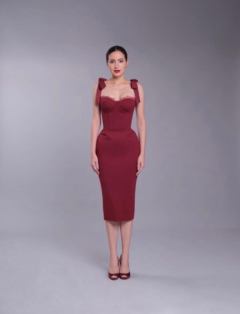 ชุดเดรส สีแดง POEM 1011 Size S-M (36) BKK รูปที่ 4