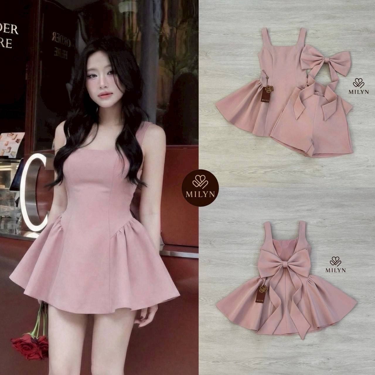 ชุดเซ็ท เสื้อ กางเกง โบว์ สีชมพู 4025 Size S BKK รูปที่ 2