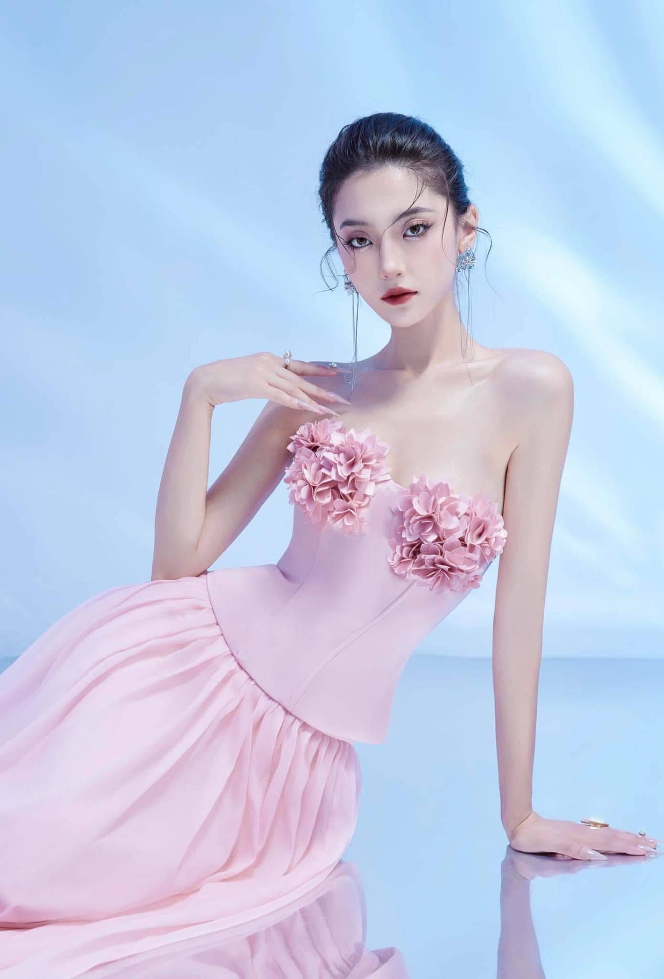 ชุดเซ็ท เกาะอก แต่งดอก BRAND TRANALI สีชมพู 4018 Size BKK รูปที่ 8