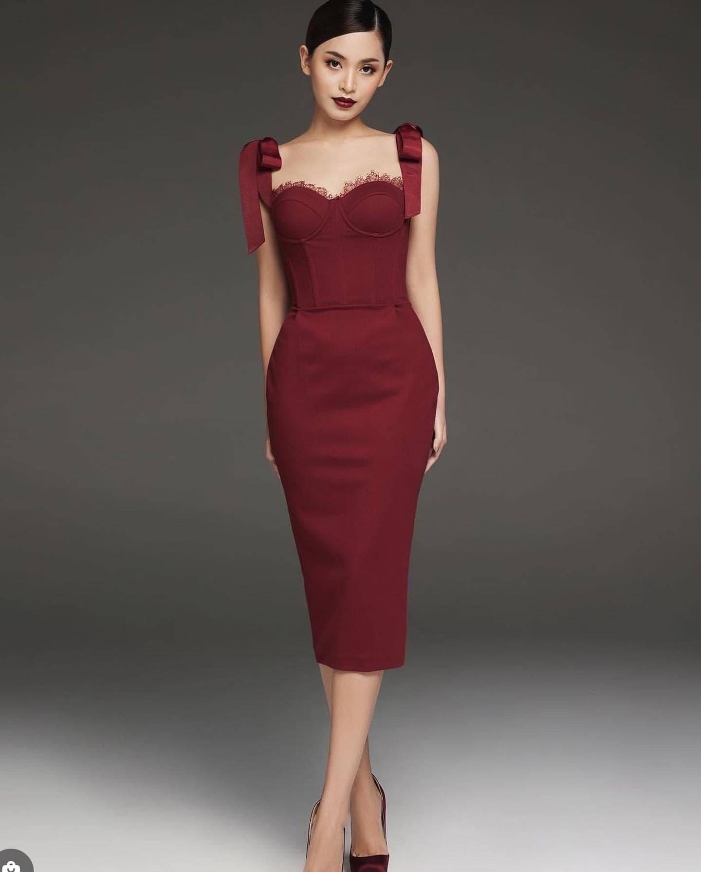 ชุดเดรส สีแดง POEM 1011 Size S-M (36) BKK รูปที่ 3