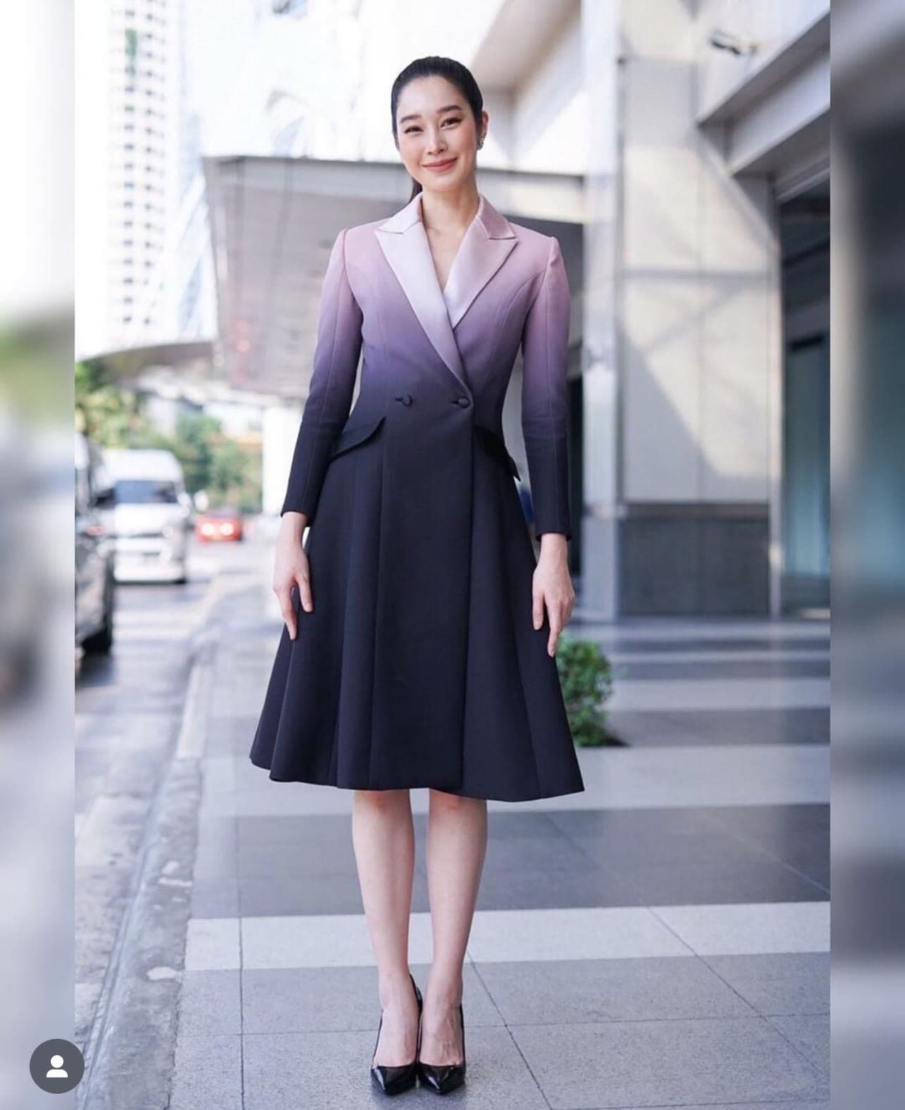ชุดเดรส สูท สีทูโทน POEM 1025 Size S-M-L (38) BKK รูปที่ 1