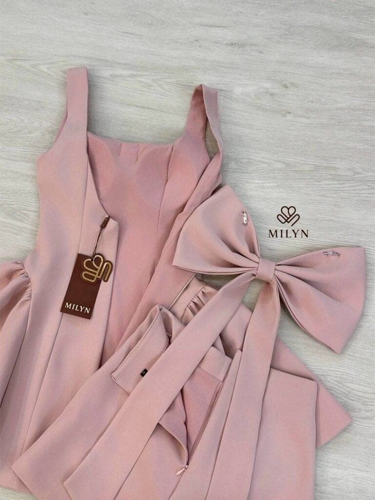 ชุดเซ็ท เสื้อ กางเกง โบว์ สีชมพู 4025 Size S BKK รูปที่ 5