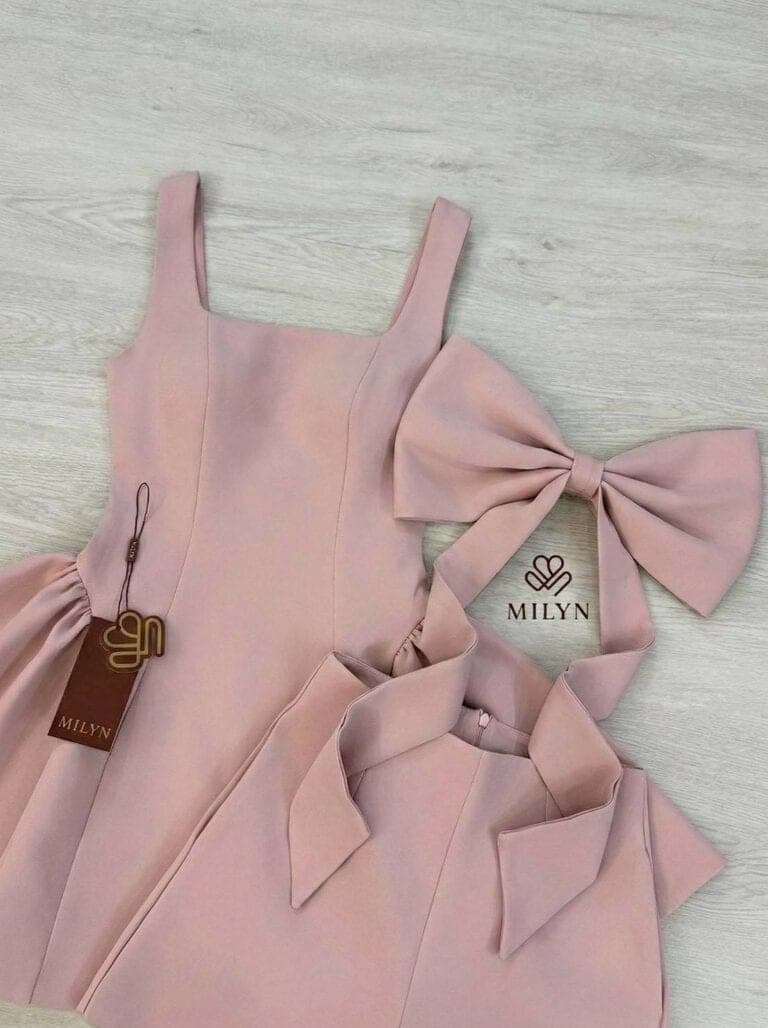ชุดเซ็ท เสื้อ กางเกง โบว์ สีชมพู 4025 Size S BKK รูปที่ 4