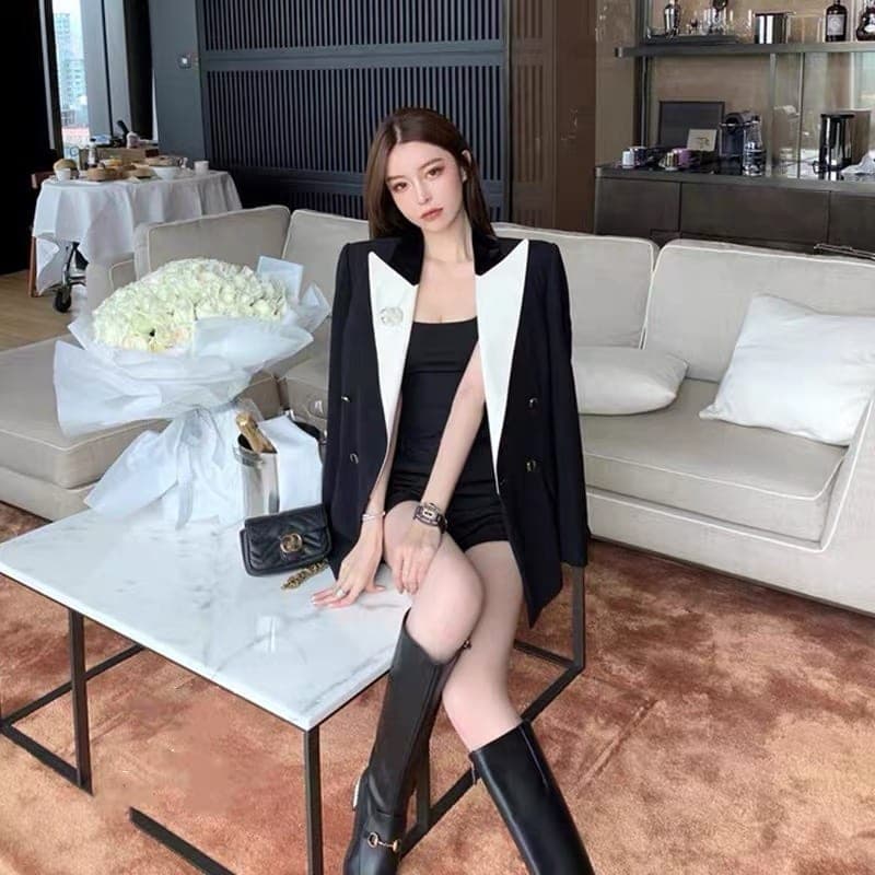 เบลเซอร์ ปกขาว สีดำ แบรนด์แท้ นำเข้า 6001 Size S,M,L BKK รูปที่ 5