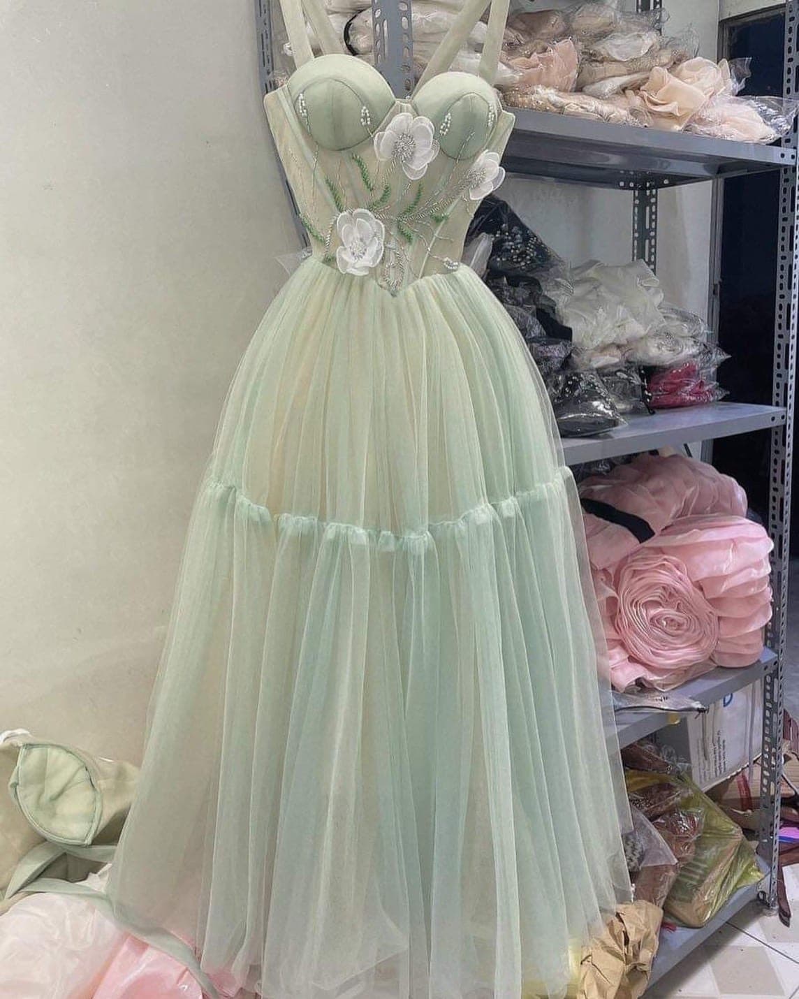 ชุดเดรส สีเขียว Brand HiSo 3021 Size S-M BKK รูปที่ 8