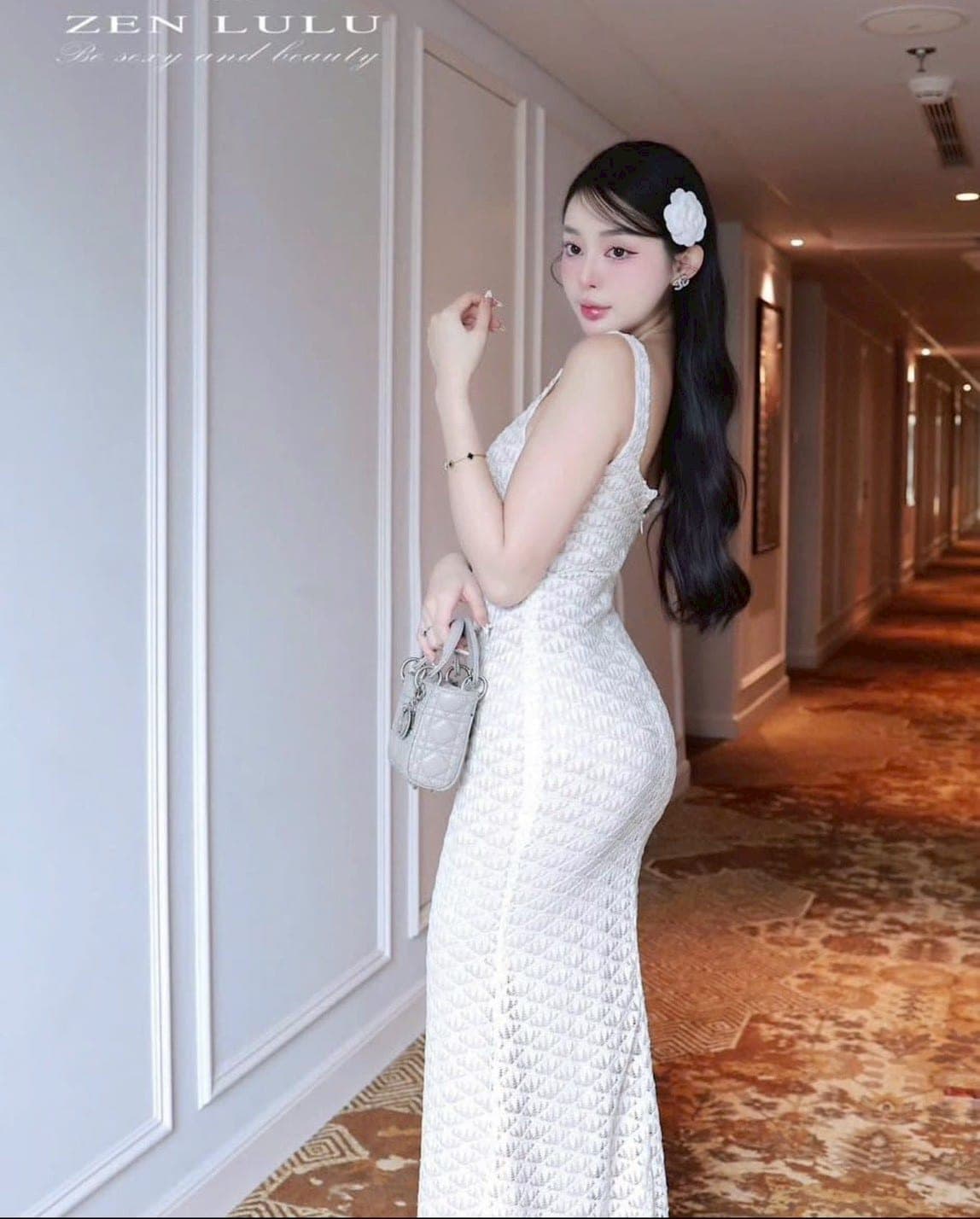 ชุดเดรส สายเดียว ขาว ครีม ZEN LULU เวียดนาม 2201 SIZE S-M BKK รูปที่ 5