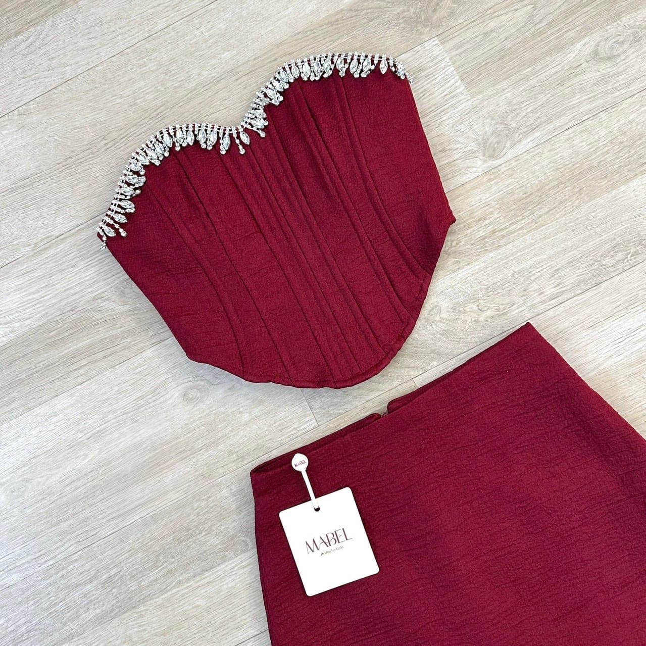 ชุดเซ็ท 3ชิ้น แต่งโบว์ แต่งเพชร สีแดง 4014 Size M BKK รูปที่ 7
