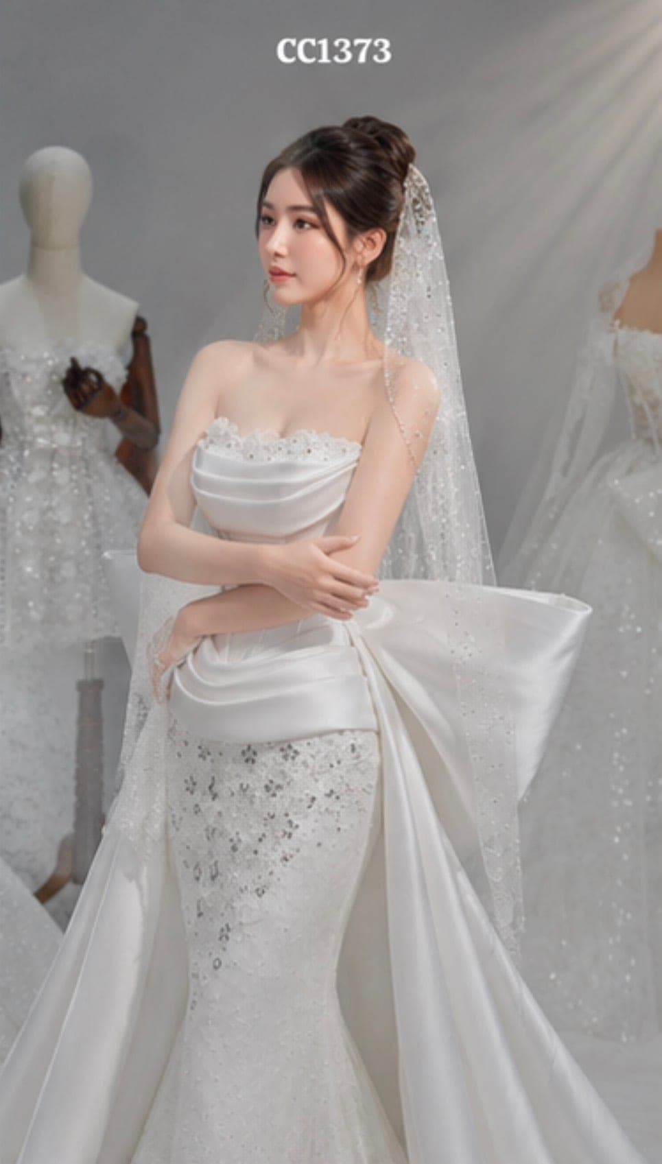 ชุดแต่งงาน ชุดเจ้าสาว แต่งโบว์ สีขาว BRAND HISO 2341 BKK Size S-M รูปที่ 2