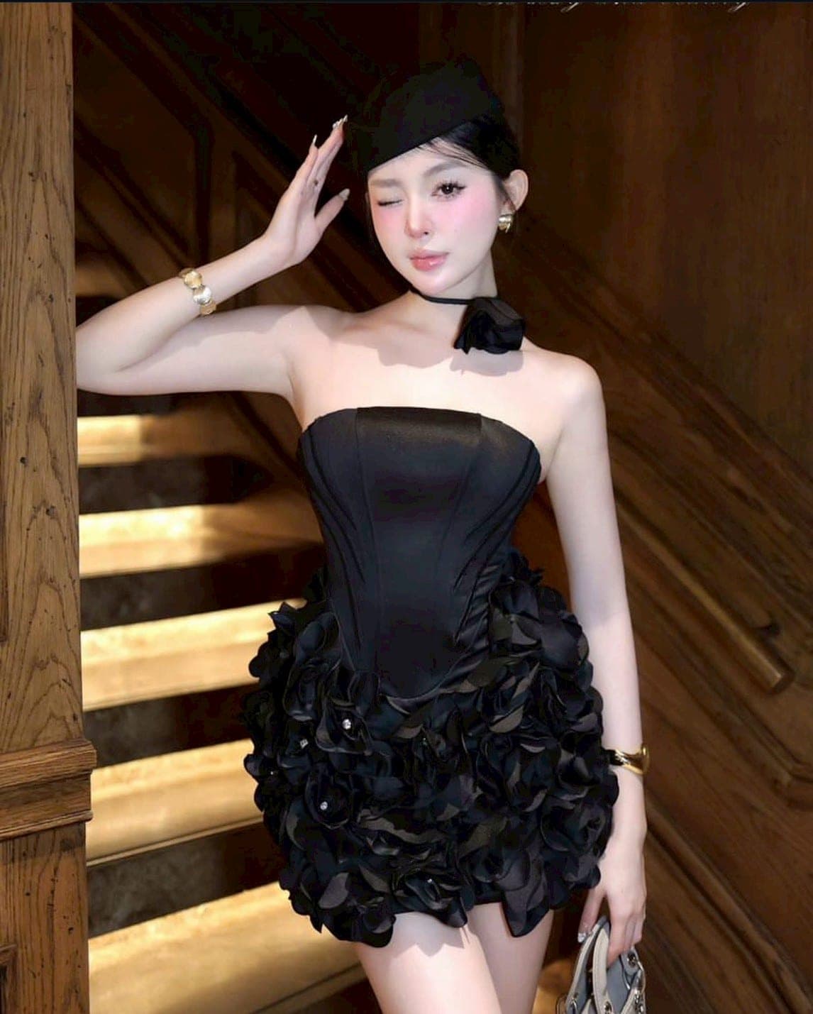 ชุดเดรส กุหลาบ ดำ ชมพู ZEN LULU 2190 SIZE S-M BKK รูปที่ 8